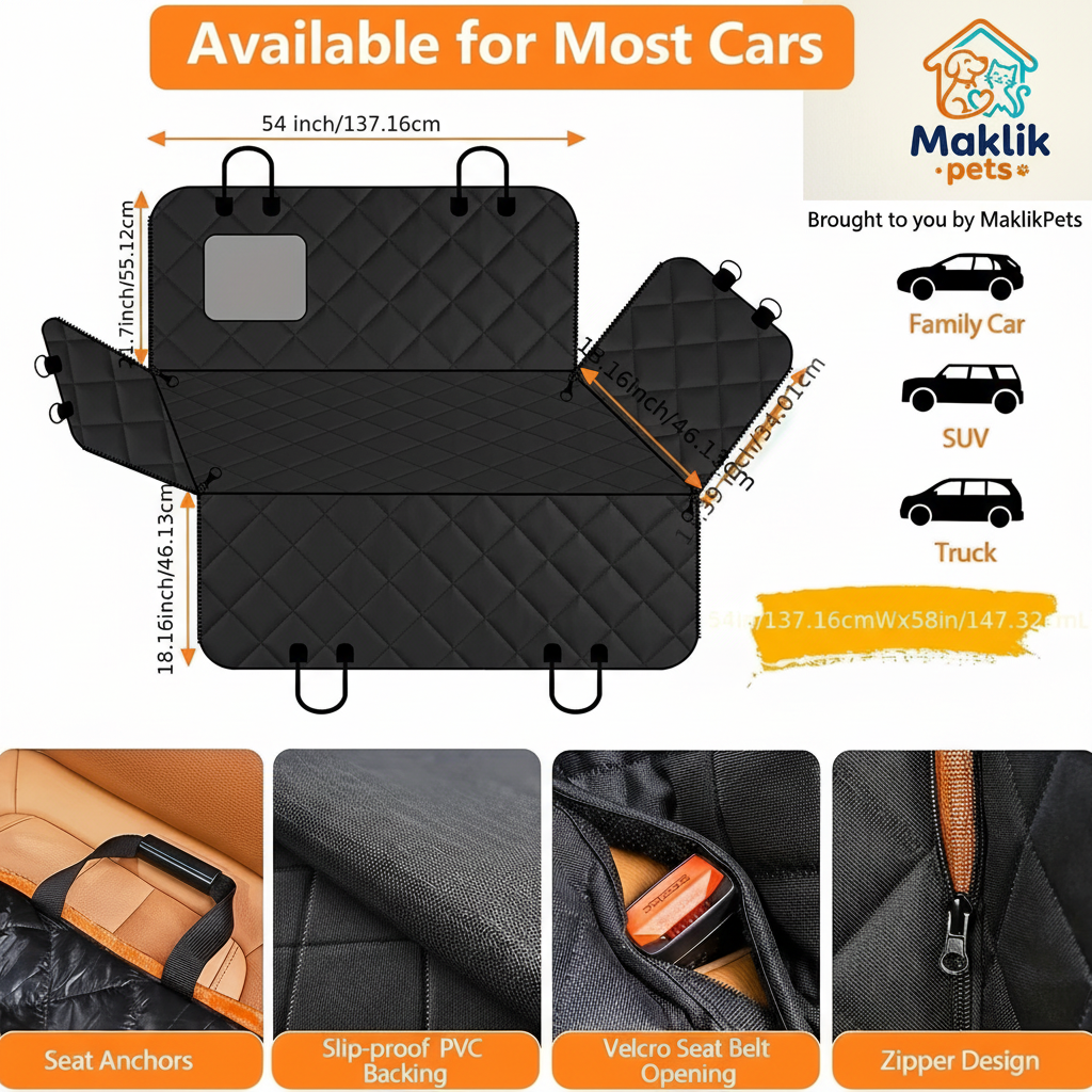 MaklikPets™ Waterproof Car Seat Cover